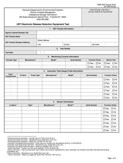 Fillable Online Eec Ky DWM 4223 UST Electronic Release Detection