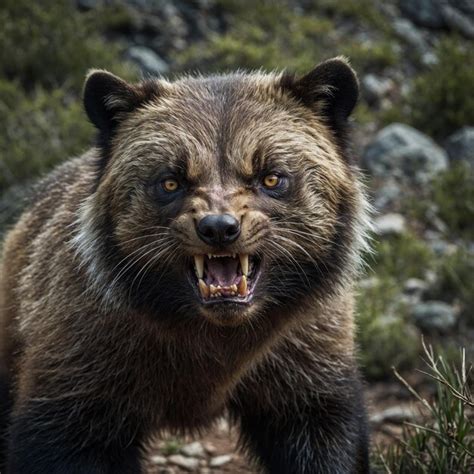 Premium Photo | A bear with a sharp teeth showing its teeth