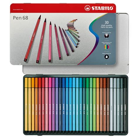 STABILO Pen 68 Premium Viltstift 30 Stuks Metal Case Confetti Campus