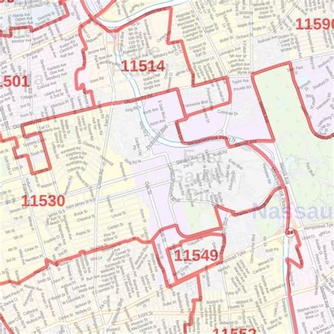 Nassau County New York ZIP Codes Map