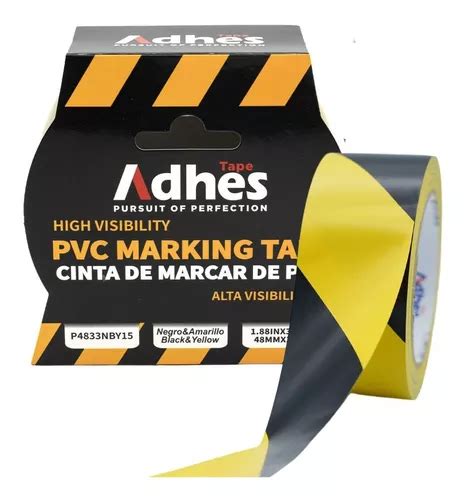 Cinta Advertencia Marcaje Adhes Negro Amarillo Pvc 33m Color Amarillo Negro