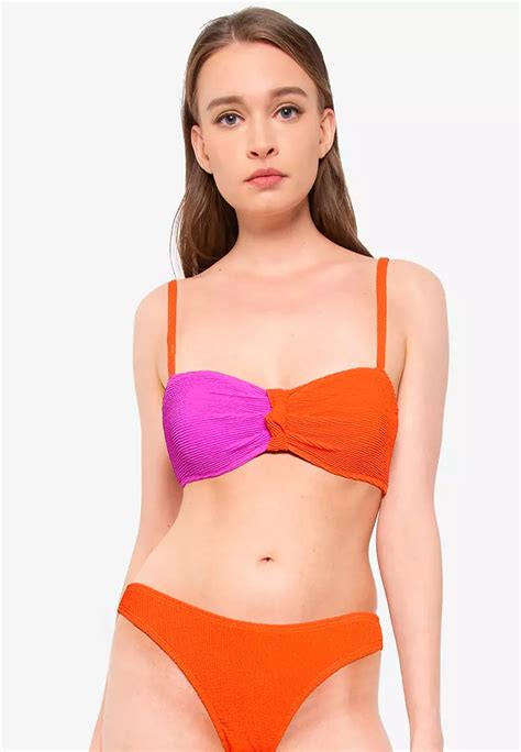 Jual Public Desire Textured Colourblock Knot Bikini Top Original