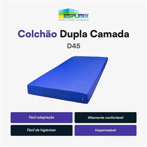 Colchão De Hospital Solteiro - Colchão Solteiro De Espuma Hospitalar - D45 - 88x188x14 | Frete grátis
