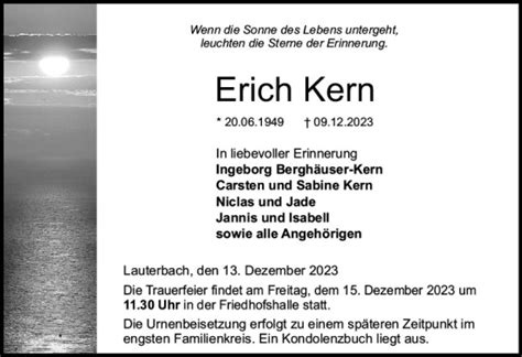 Traueranzeigen Von Erich Kern Vrm Trauer De