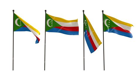 Bandeiras 3d Das Comores De 4 Tipos Bandeira Das Comores Com Fundo Branco Ilustrador 3d Foto