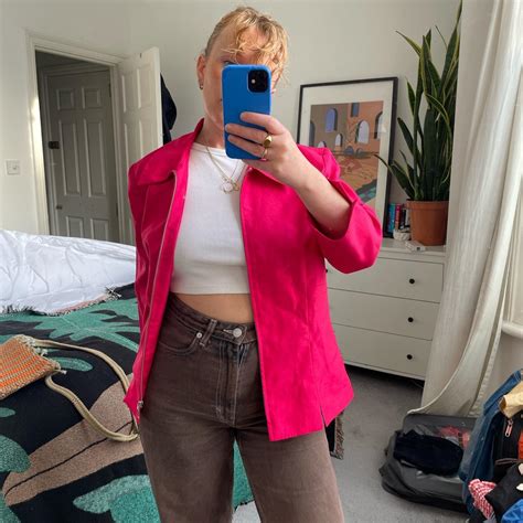Vintage Hot Fuschia Pink Zip Top Fits A Size Depop