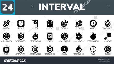 Interval Icon Set 24 Filled Interval Stock Vector Royalty Free