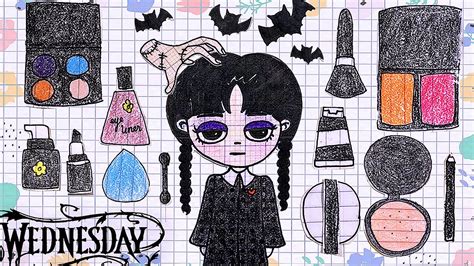 Paper Diy Wednesday Addams Makeup Tutorial Asmr Paper