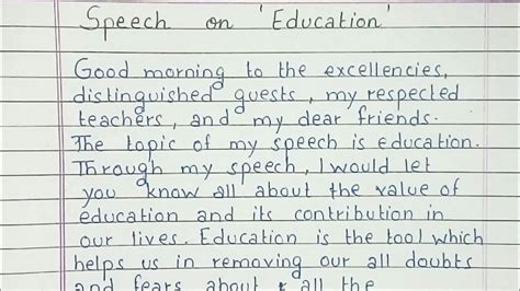 Write A Speech On Education Speech English YouTube