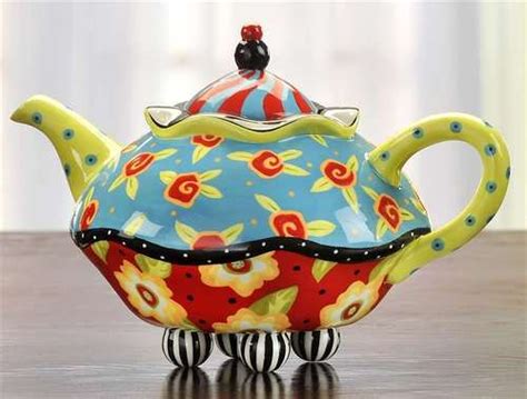 Living Color Colorful Aqua Teapot By Joyce Shelton Studios Tea Pots