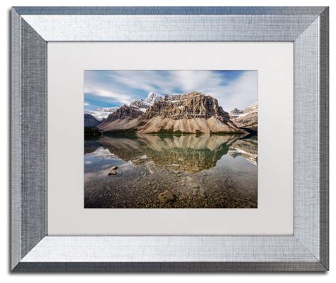 Pierre Leclerc Mount Crowfoot Reflection Matted Framed Art 14 X11