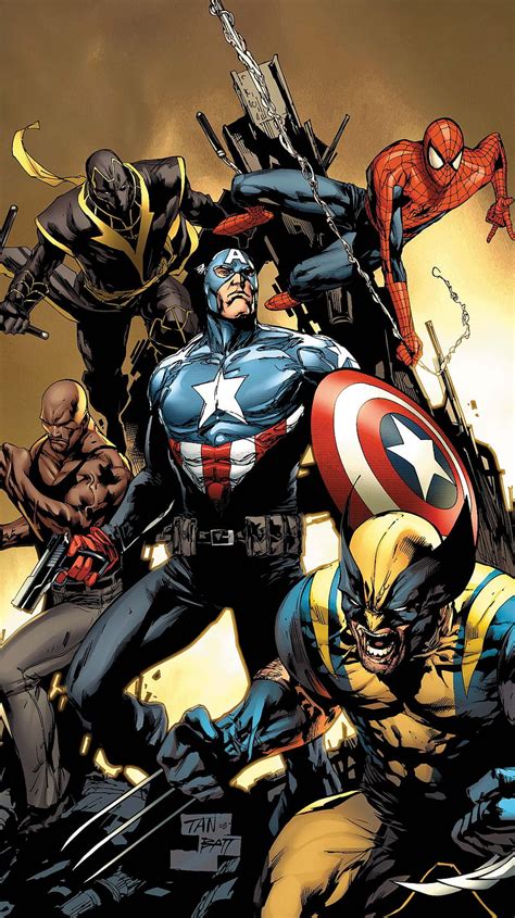 The New Avengers Captain Darkdroid Luke Cage Spiderman Wolverine