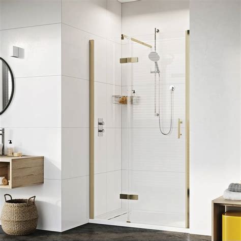 Roman Innov8 Brass 1200 X 900mm Hinged Shower Door With Inline Panel