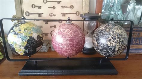 Vintage Style Cm Long Set Of Spinning World Globe Map Earth On