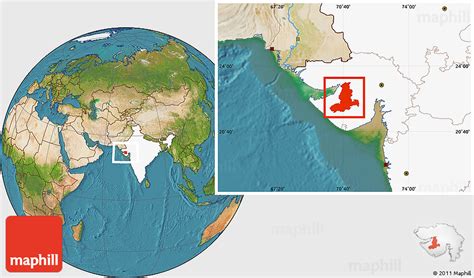 Satellite Location Map Of Rajkot Highlighted Country