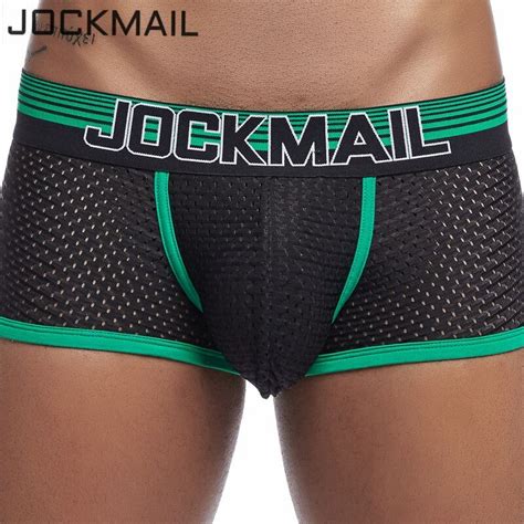 JOCKMAIL Bóxer para hombre ropa interior de malla transpirable sexy calzoncillo gay bañador