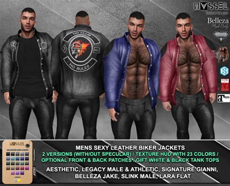 Second Life Marketplace Hassel Pack Mens Leather Biker Jackets 353