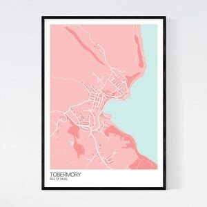 Tobermory, Isle of Mull Map Art Print Many Colours 350gsm Art Quality ...