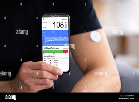 Continuous Glucose Monitor Blood Sugar Test Smart Phone App Stock Photo