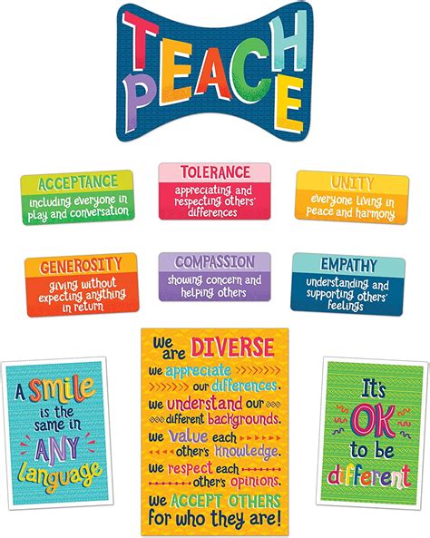 Carson Dellosa One World Teach Peace Bulletin Board Set 11 Pieces