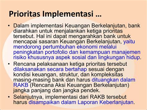 Prioritas Implementasi Keuangan Berkelanjutan Ppt