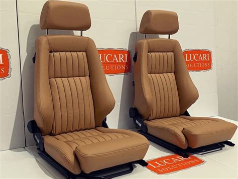 Barley Fluted Leather Recaro Classic Pair Front Seats Fit Land Rover Defender