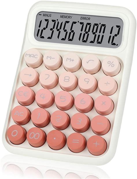 Mechanical Switch Calculator 12 Digits Large LCD Display Cute Pink