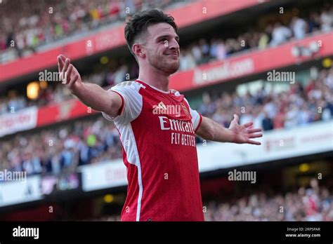 Arsenals Declan Rice Celebrates After Scoring His Sides Second Goal