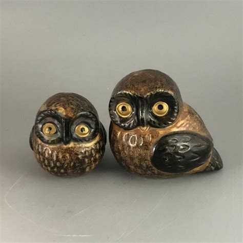 Cute Ceramic Owl Figurine Set Of 2 Etsy