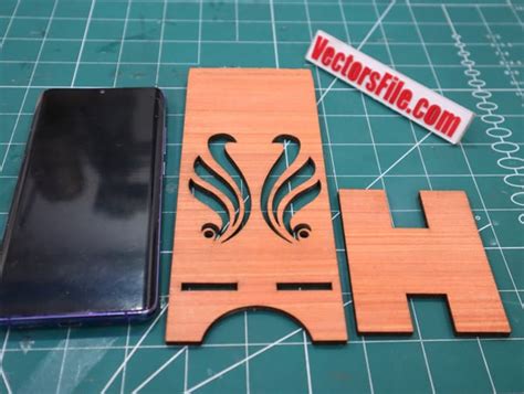 Laser Cut Wooden Mobile Holder Desk Mobile Stand Phone Holder Dxf And