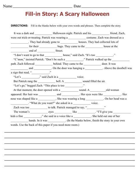 Fill In The Blank Printable Stories