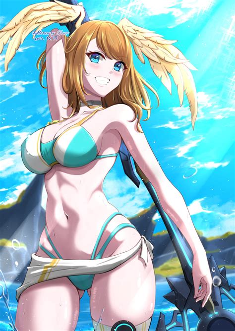 Hentai Nintendo Girl Alluring Arm Behind Head Beach Big Breasts