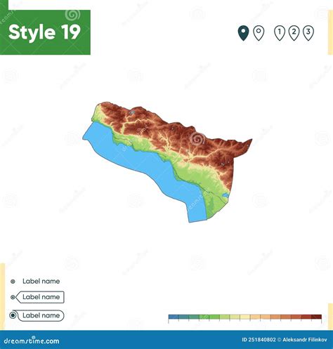 Abkhazia High Detailed Physical Map Vector Map Dem Map Stock Vector