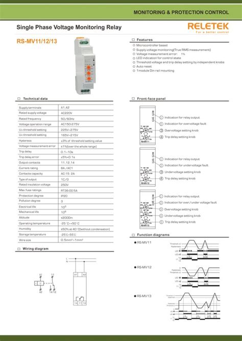 Rs Mv Rs Mv Rs Mv Single Phase Voltage Monitoring Relay