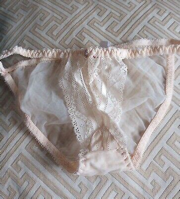 Carnival Sheer Mesh Lace String Bikini Hipster Panties Small Made In USA Beige EBay
