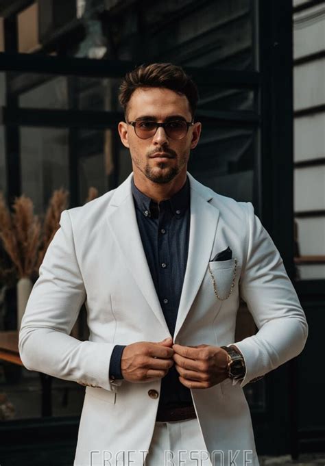 Classic White Suit For Men Elegant Wedding Attire Men Two Piece Suit Formal Groomsmen Outfit