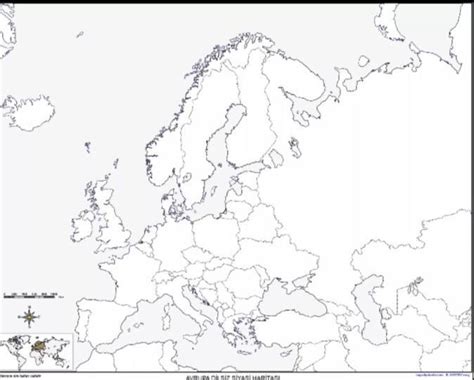 Avrupa dilsiz siyasi haritasının üzerine ülke isimlerini yazar mısınız