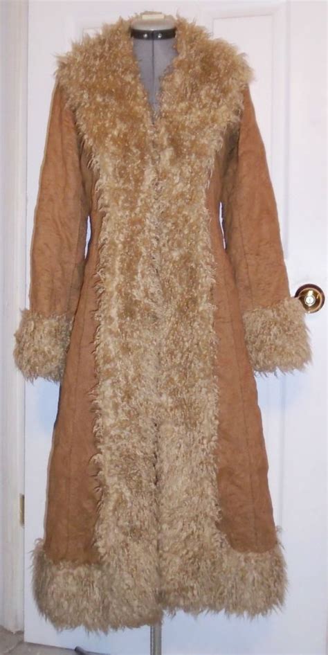 Tracy Reese Plenty Coat Boho Hippie Faux Fur Embroidered Suede Size