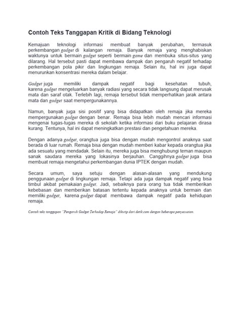 contoh teks tanggapan