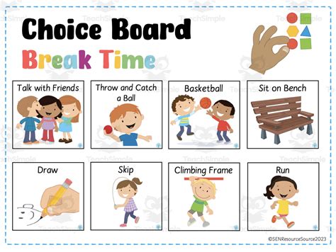 Break Time Choice Board By Teach Simple