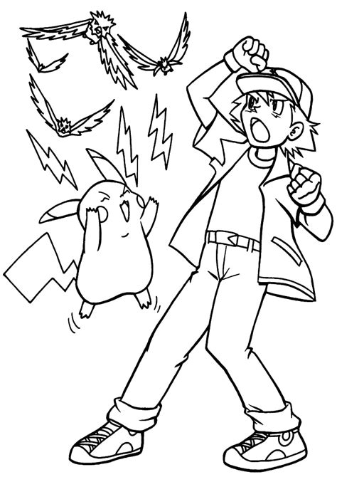 Coloriage Ash Ketchum Avec Pikachu Téléchargez imprimez ou coloriez