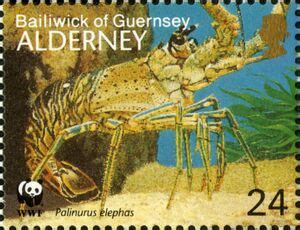 Stamp European Spiny Lobster Palinurus Elephas Alderney Wwf