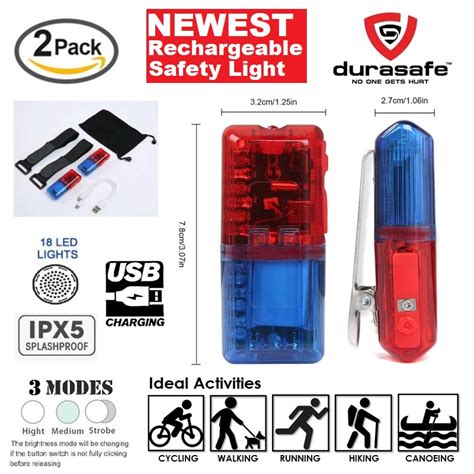 Usb Rechargeable Led Safety Lights Pack Lz Clip On Strobe