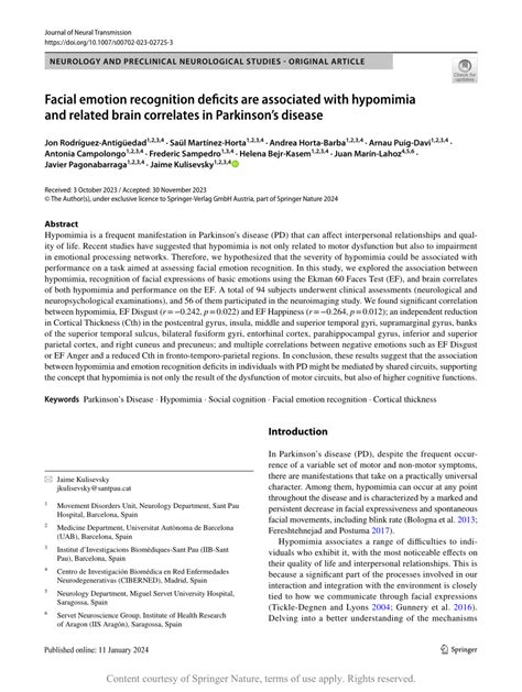 Facial emotion recognition deficits are associated with hypomimia and ...