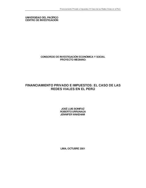 PDF FINANCIAMIENTO PRIVADO E IMPUESTOS EL CASO DE LAS REDES VIALES