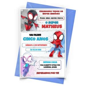 7 Artes Convite spidey e seus amigos espetaculares Grátis para