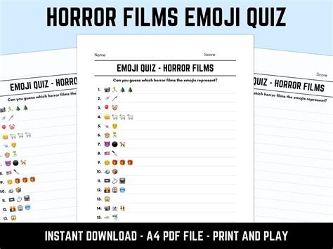 Printable Horror Films Emoji Quiz With Answers - Etsy