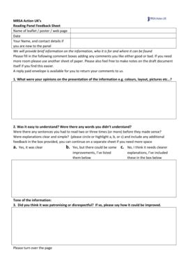 Fillable Online Feedback Form Mrsa Action Uk Fax Email Print Pdffiller