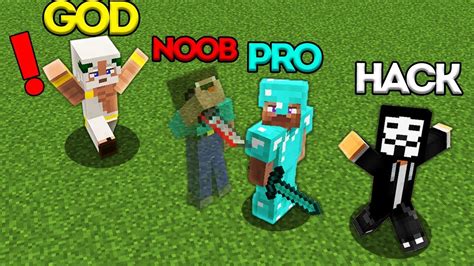 Minecraft Battle NOOB Vs PRO Vs HACKER Vs GOD INVISIBLE NOOB BATTLE