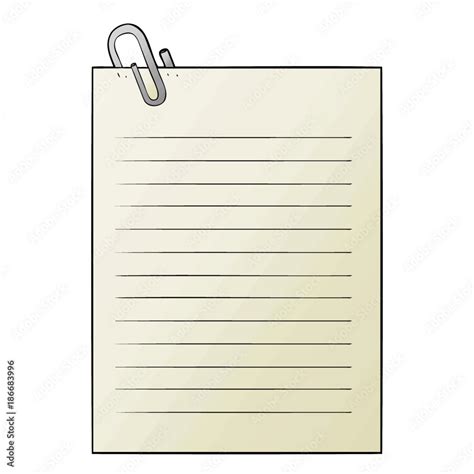 cartoon lined paper with paperclip Stock Vector | Adobe Stock